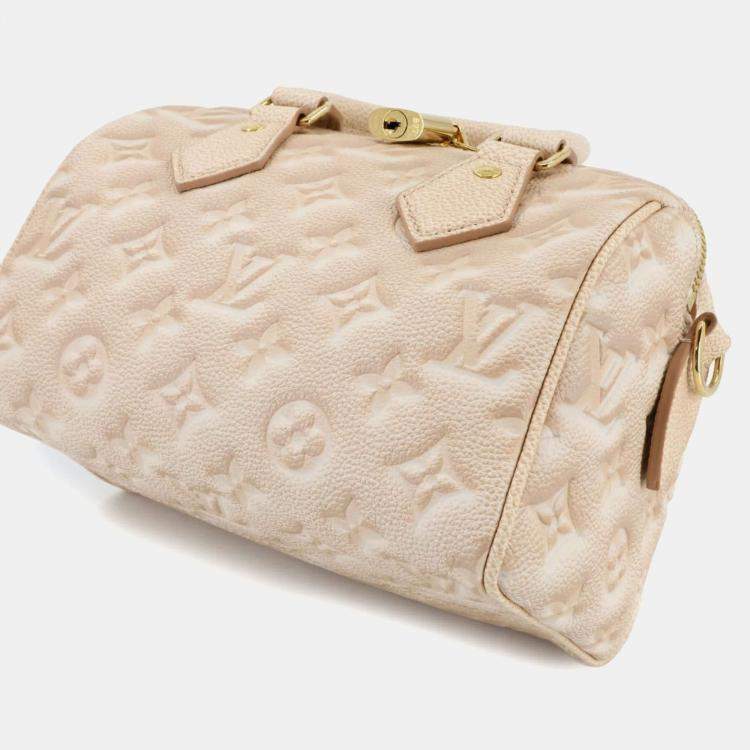 Pre Owned Louis Vuitton Monogram Speedy Bandouliere 20 2Way Hand Shoulder Bag Leather Beige Clair