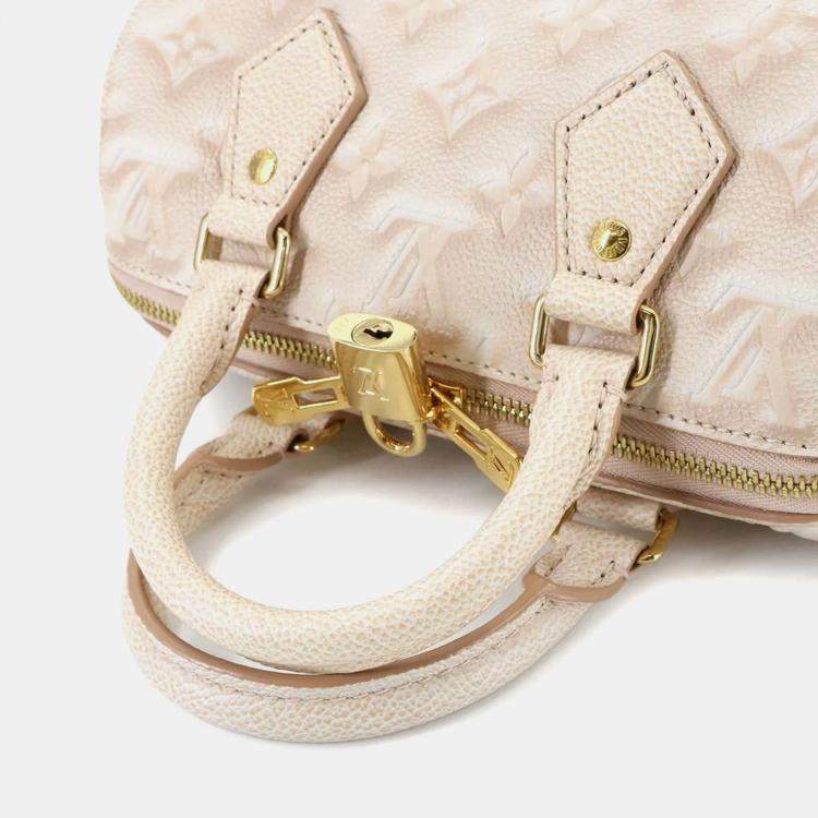 Pre Owned Louis Vuitton Monogram Speedy Bandouliere 20 2Way Hand Shoulder Bag Leather Beige Clair