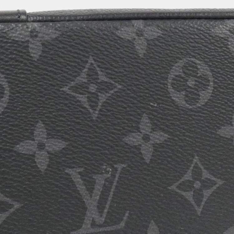 Pre Owned Louis Vuitton Saumur Black Monogram Eclipse Canvas Handbag