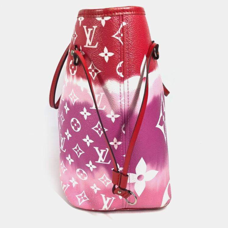 Pre Owned Louis Vuitton Neverfull MM Red Canvas Shoulder Bag