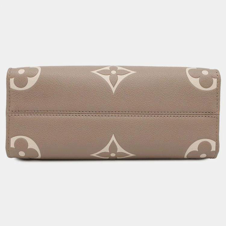 Pre Owned Louis Vuitton Onthego Tourterelle Claim Bicolor Monogram Empreinte Leather Monogram Giant Size Pm