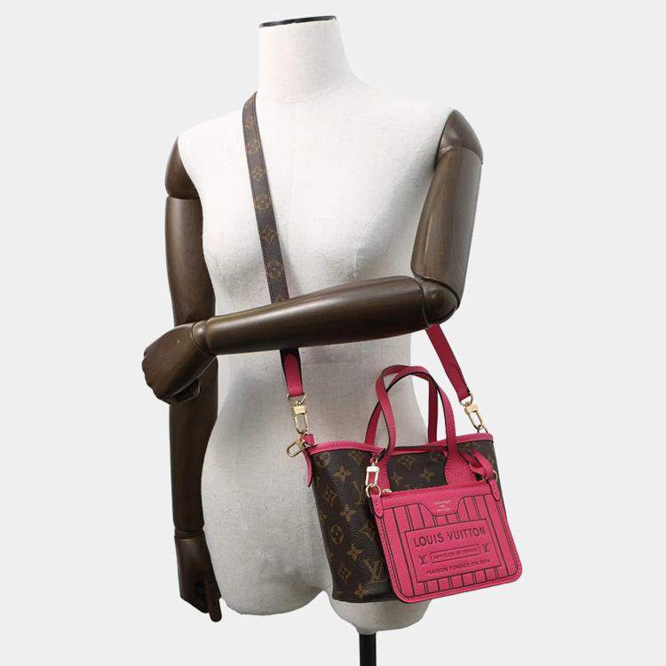 مملوكة مسبقًا Louis Vuitton Neverfull Inside Out Rose Buffalo Pondichery Leather/Brown Monogram Size Bb