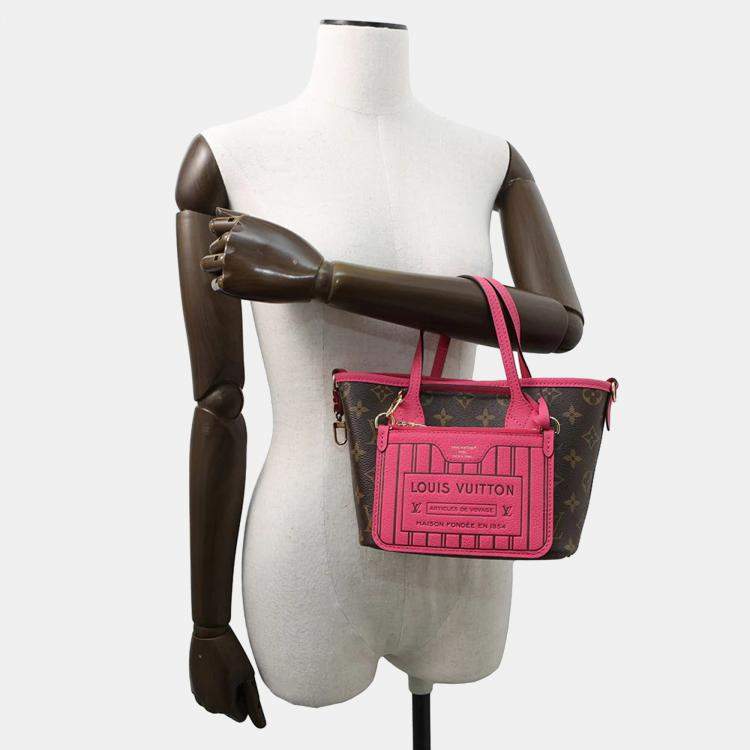 مملوكة مسبقًا Louis Vuitton Neverfull Inside Out Rose Buffalo Pondichery Leather/Brown Monogram Size Bb
