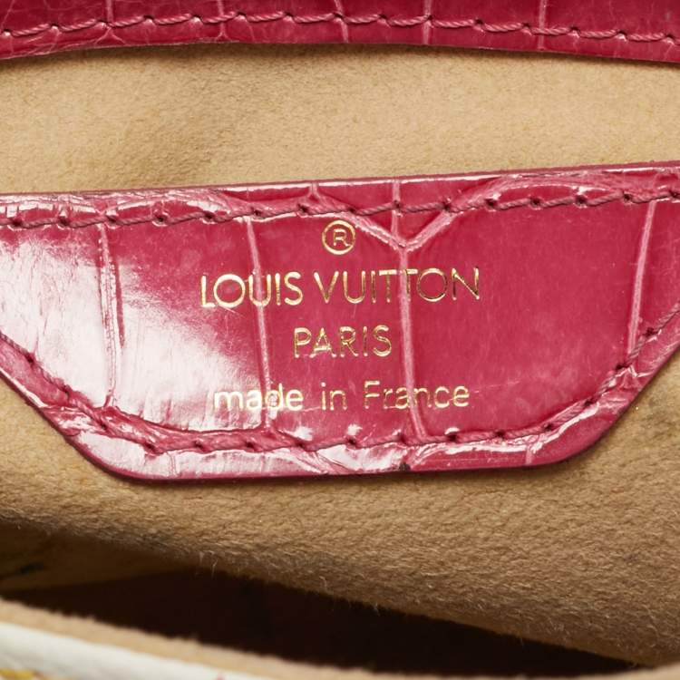 Pre Owned Louis Vuitton Pink/White Multicolor Monogram Canvas and Alligator Marilyn Bag