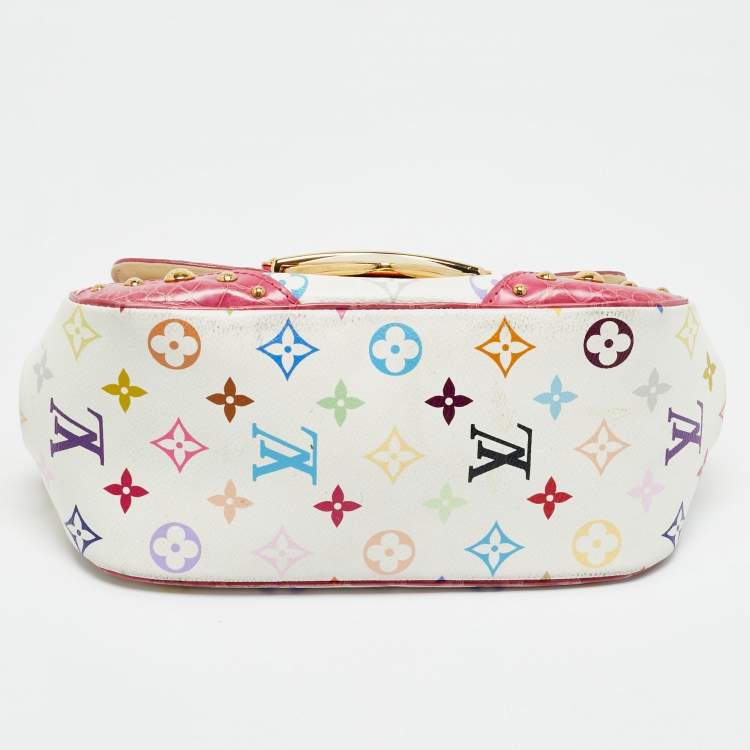 Pre Owned Louis Vuitton Pink/White Multicolor Monogram Canvas and Alligator Marilyn Bag