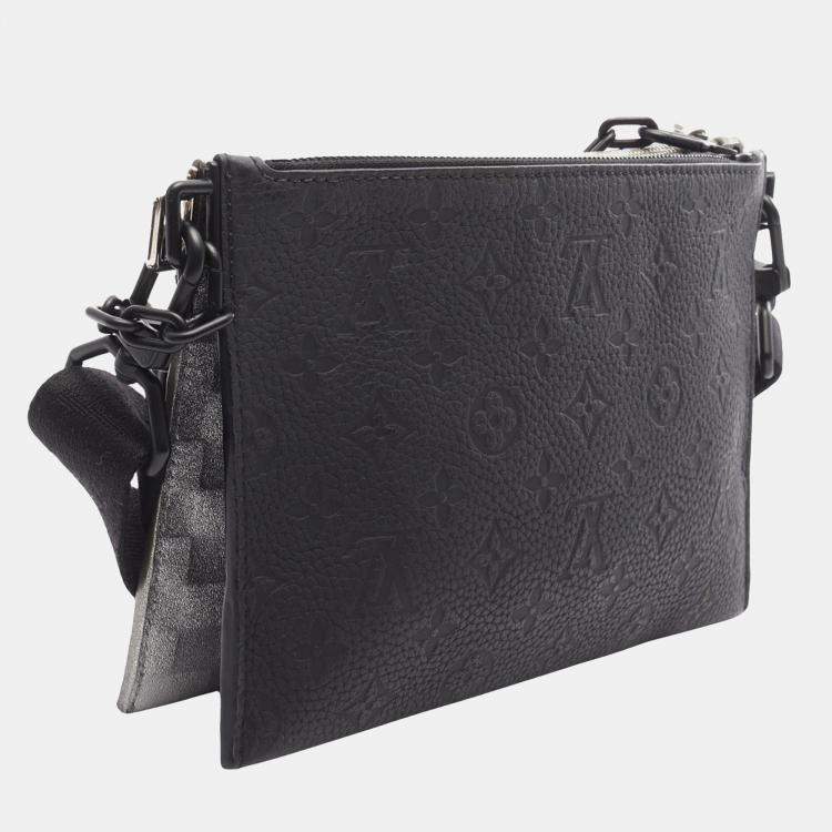 Pre Owned Louis Vuitton Silver Damier Glitter Taurillon In The Loop Trio Pouch