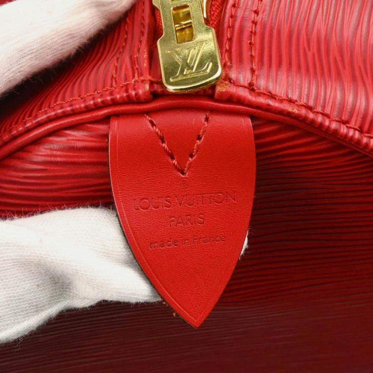 Pre Owned Louis Vuitton Keepall 55 Red Epi Leather Travel Bag