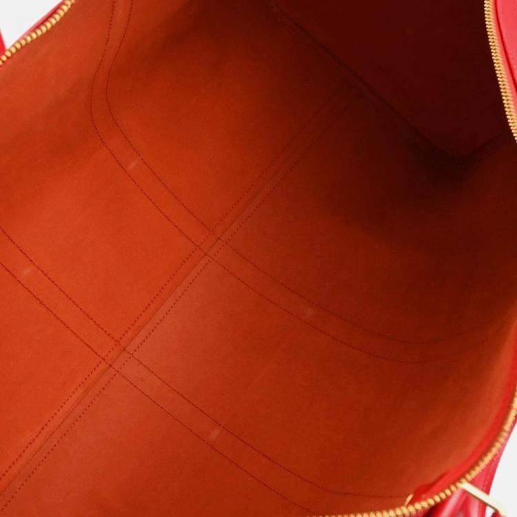 Pre Owned Louis Vuitton Keepall 55 Red Epi Leather Travel Bag