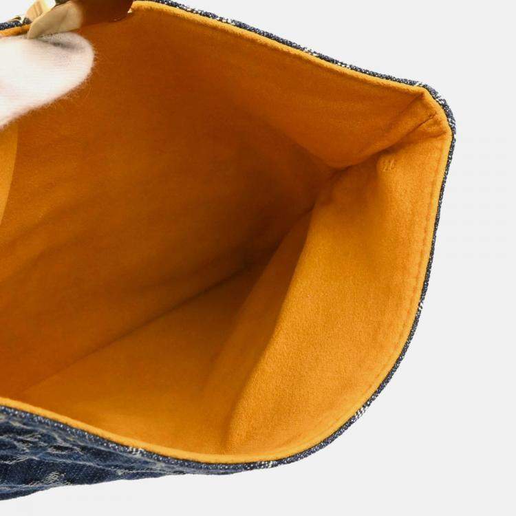 Pre Owned Louis Vuitton Pochette Plat Blue Monogram Denim Clutch Bag