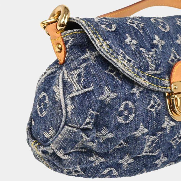 Pre Owned Louis Vuitton Mini Pleaty Blue Monogram Denim Handbag