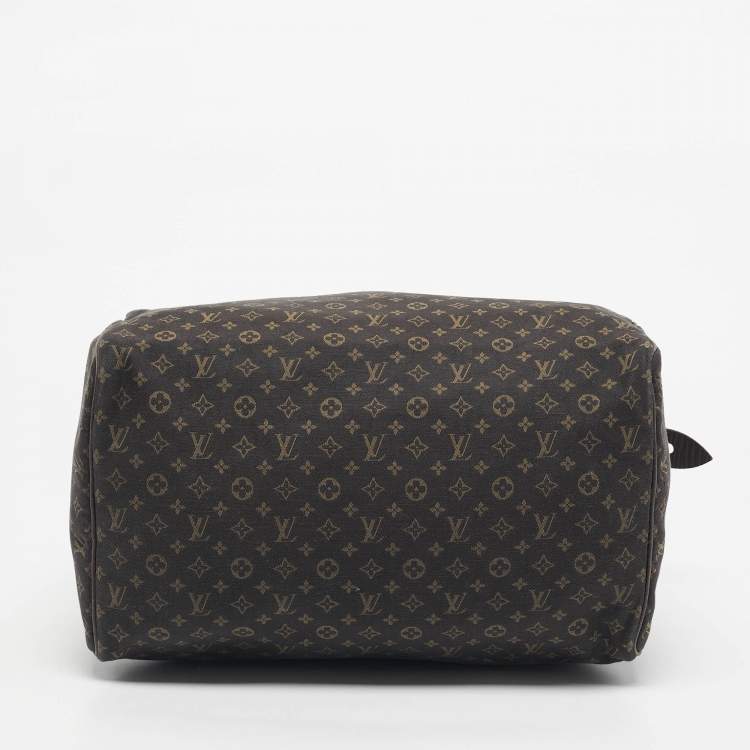 Pre Owned Louis Vuitton Fusain Monogram Mini Lin Fabric Speedy 30 Bag
