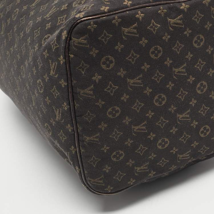 Pre Owned Louis Vuitton Fusain Monogram Mini Lin Fabric Speedy 30 Bag