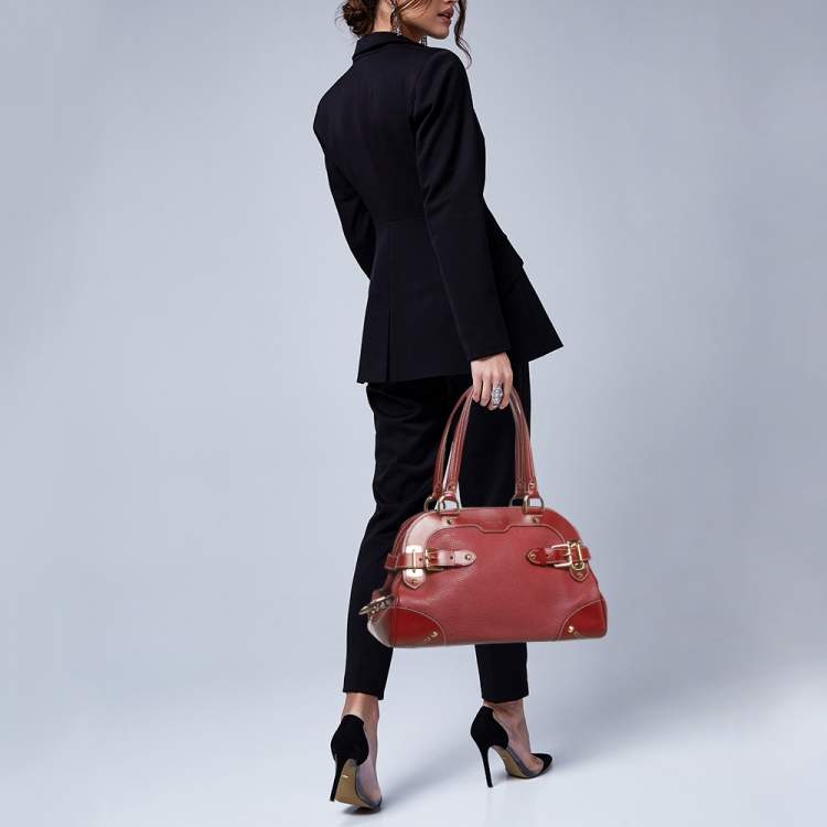 Pre Owned Louis Vuitton Red Suhali Leather Le Radieux Bag