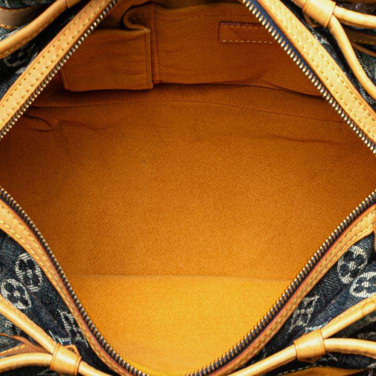 Pre Owned Louis Vuitton Blue Monogram Denim Porte Epaule Raye Cabas MM