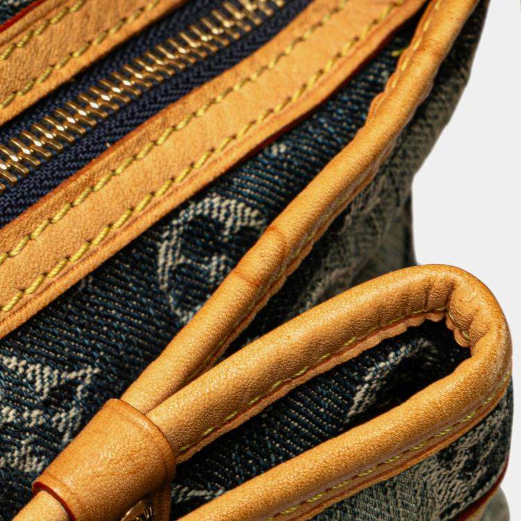 Pre Owned Louis Vuitton Blue Monogram Denim Porte Epaule Raye Cabas MM
