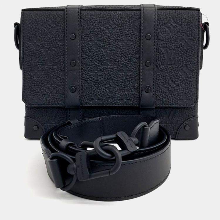 Pre Owned Louis Vuitton Black Leather Trunk Messenger Bag