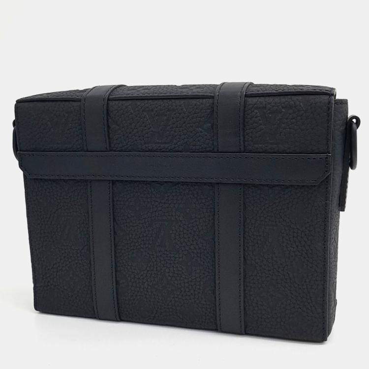 Pre Owned Louis Vuitton Black Leather Trunk Messenger Bag