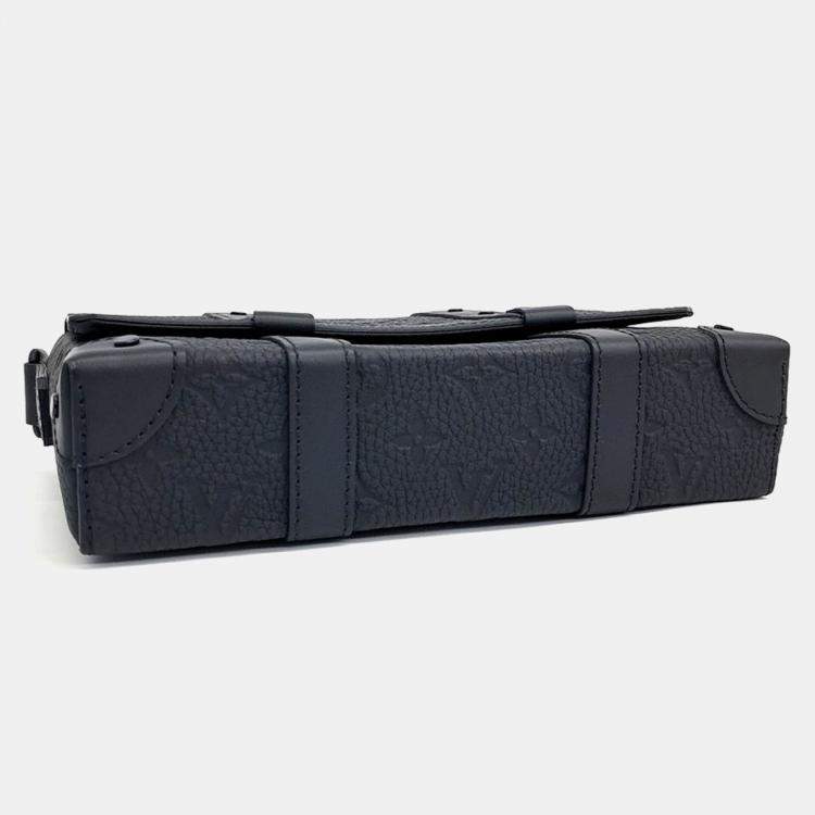 Pre Owned Louis Vuitton Black Leather Trunk Messenger Bag