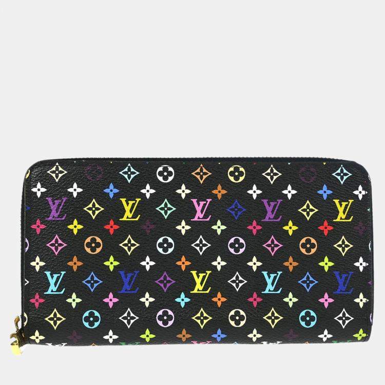 Pre Owned Louis Vuitton Black Multicolor Zippy Wallet