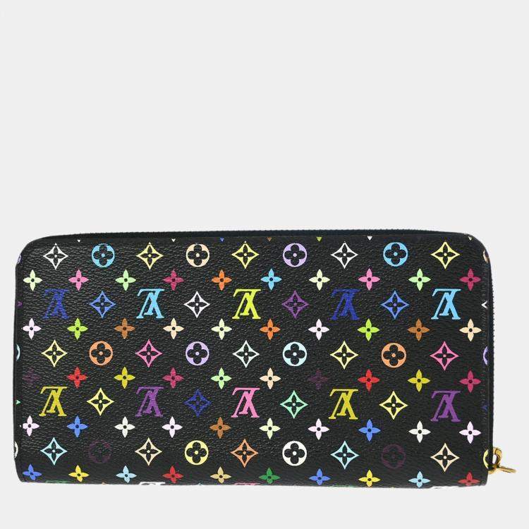Pre Owned Louis Vuitton Black Multicolor Zippy Wallet