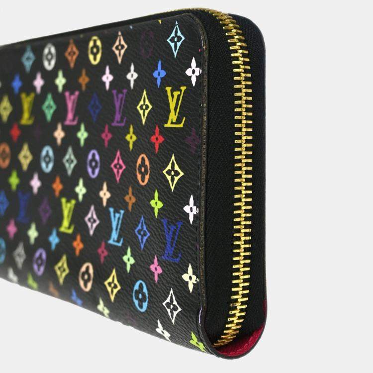 Pre Owned Louis Vuitton Black Multicolor Zippy Wallet