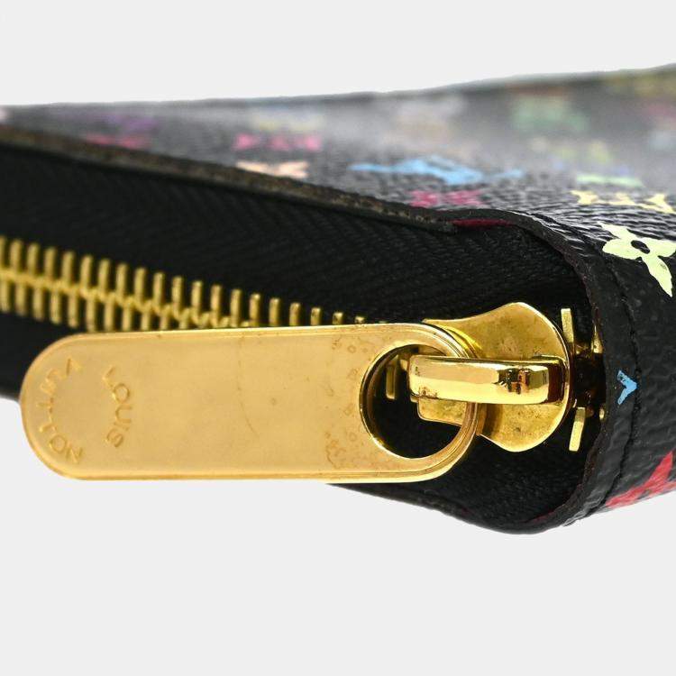 Pre Owned Louis Vuitton Black Multicolor Zippy Wallet