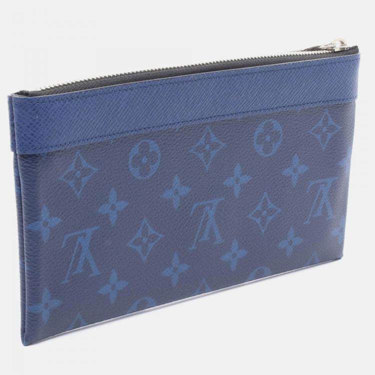 Pre Owned Louis Vuitton Pochette Discovery Pm Coin Purse  Taigalama Leather Cobalt