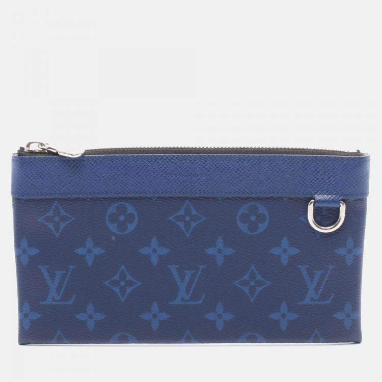 Pre Owned Louis Vuitton Pochette Discovery Pm Coin Purse  Taigalama Leather Cobalt
