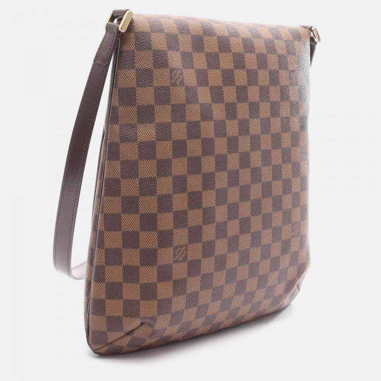 Pre Owned Louis Vuitton Musette Shoulder Bag  Damier Canvas Brown Ebene
