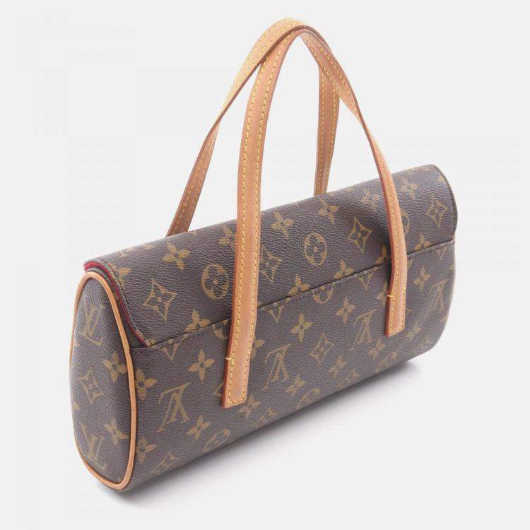Pre Owned Louis Vuitton Sonatine Handbag  Monogram Canvas Leather Brown