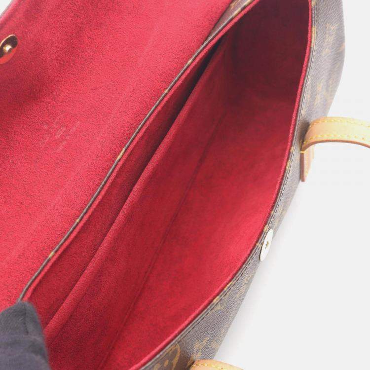 Pre Owned Louis Vuitton Sonatine Handbag  Monogram Canvas Leather Brown