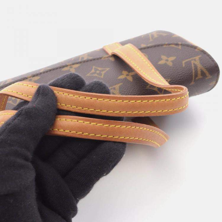 Pre Owned Louis Vuitton Sonatine Handbag  Monogram Canvas Leather Brown