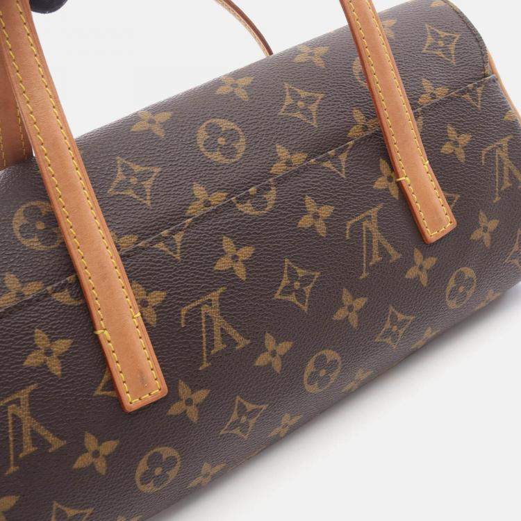 Pre Owned Louis Vuitton Sonatine Handbag  Monogram Canvas Leather Brown