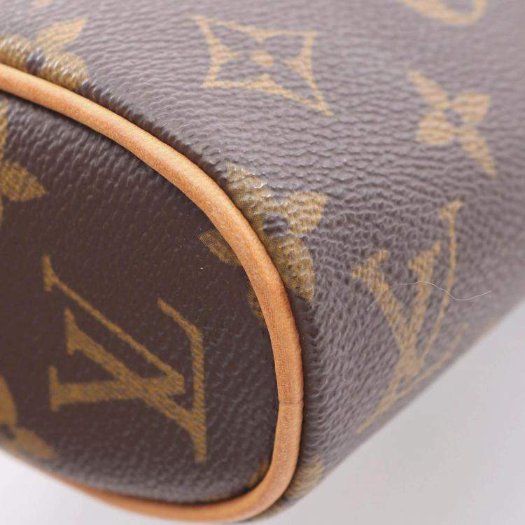 Pre Owned Louis Vuitton Sonatine Handbag  Monogram Canvas Leather Brown