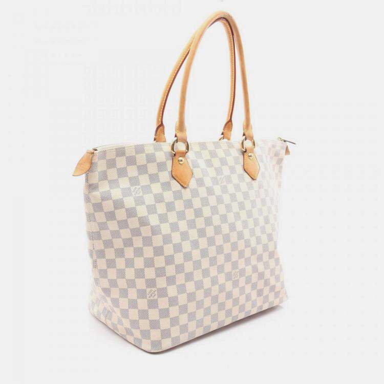 Pre Owned Louis Vuitton Saleya GM Damier Azur Coated Canvas Tote Bag