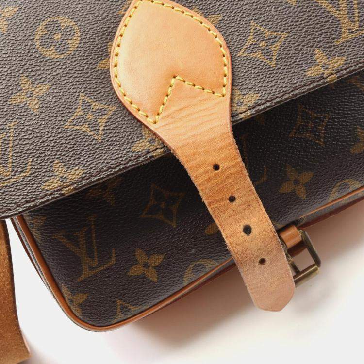 Pre Owned Louis Vuitton Cartouchiere Mm Shoulder Bag  Monogram Canvas Brown