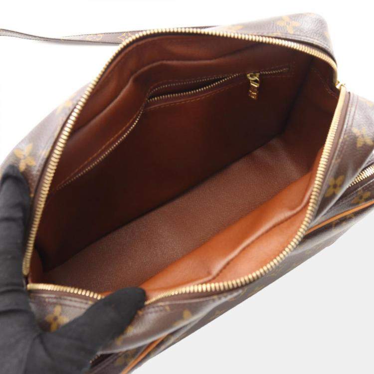 Pre Owned Louis Vuitton Nile Shoulder Bag  Monogram Canvas Leather Brown