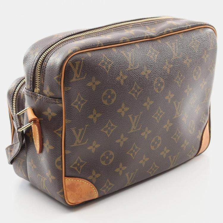 Pre Owned Louis Vuitton Nile Shoulder Bag  Monogram Canvas Leather Brown