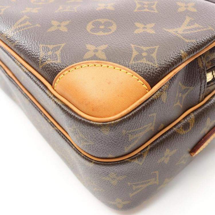 Pre Owned Louis Vuitton Nile Shoulder Bag  Monogram Canvas Leather Brown