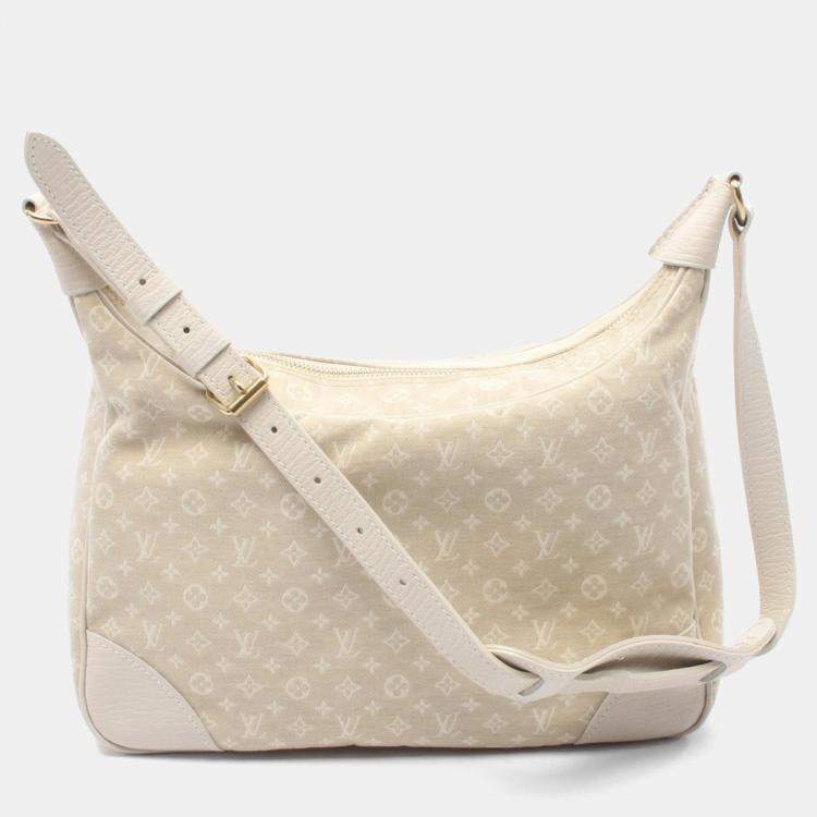 Pre Owned Louis Vuitton Boulogne Shoulder Bag  Monogram Mini Lin Canvas Leather Dune