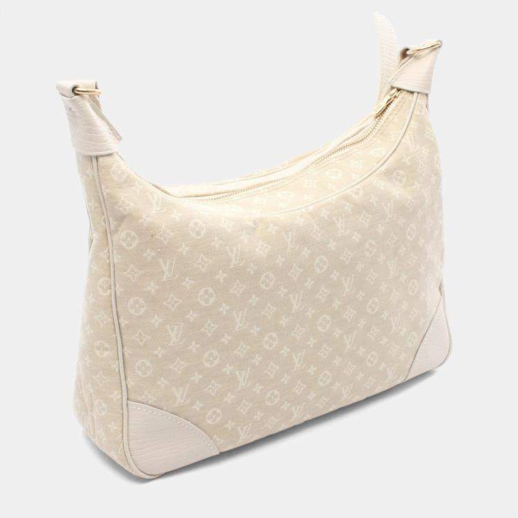 Pre Owned Louis Vuitton Boulogne Shoulder Bag  Monogram Mini Lin Canvas Leather Dune