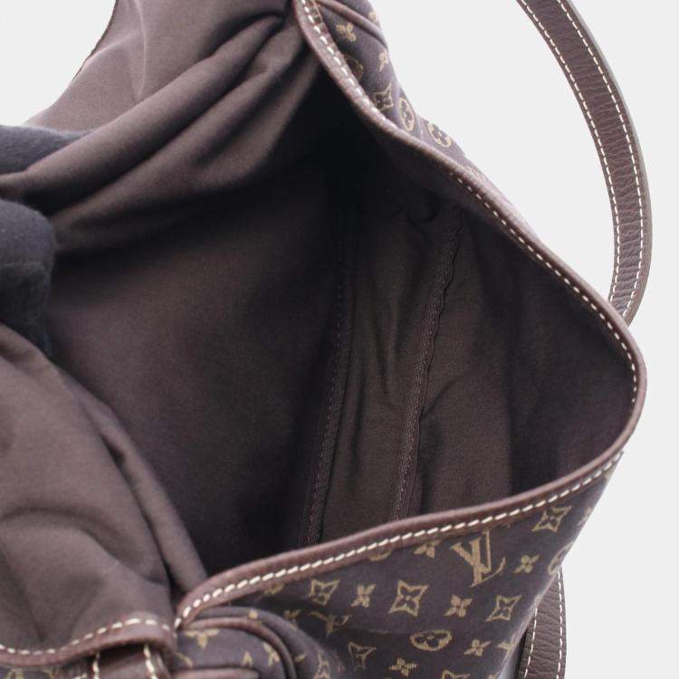 Pre Owned Louis Vuitton Saumur Shoulder Bag  Monogram Mini Lin Canvas Ebene