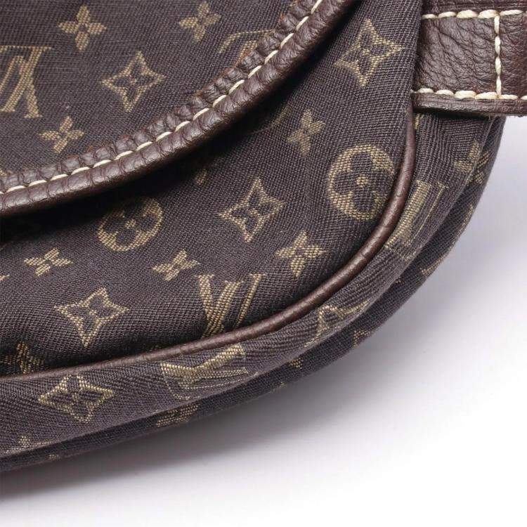 Pre Owned Louis Vuitton Saumur Shoulder Bag  Monogram Mini Lin Canvas Ebene