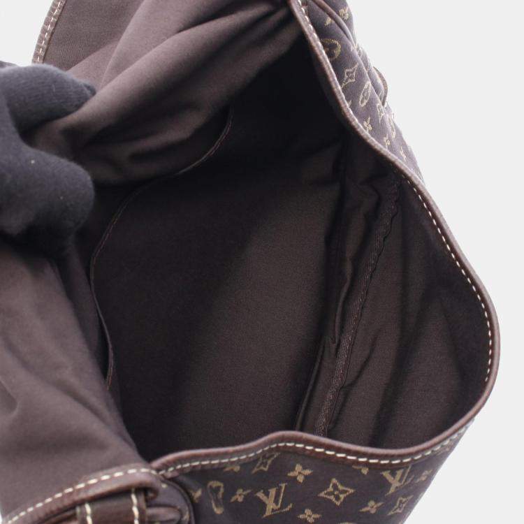 Pre Owned Louis Vuitton Saumur Shoulder Bag  Monogram Mini Lin Canvas Ebene