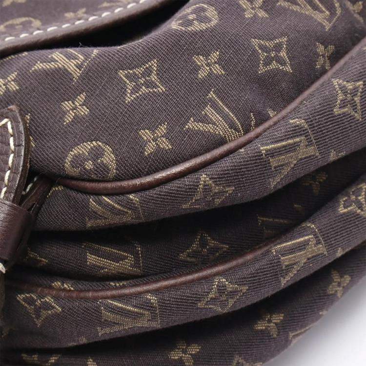 Pre Owned Louis Vuitton Saumur Shoulder Bag  Monogram Mini Lin Canvas Ebene