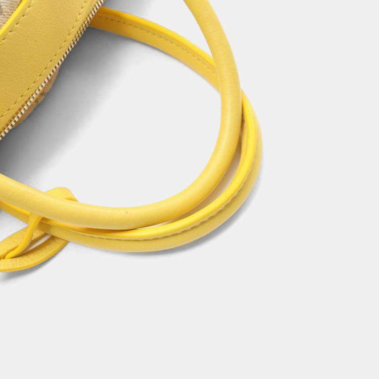 Pre Owned Louis Vuitton Speedy Round Monogram Denim Jaune