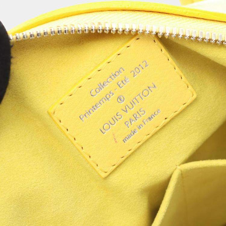 Pre Owned Louis Vuitton Speedy Round Monogram Denim Jaune