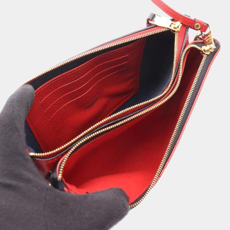 Pre Owned Louis Vuitton Pochette Double Zip Shoulder Bag  Monogram Empreinte Blue
