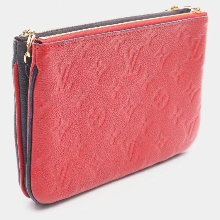 Pre Owned Louis Vuitton Pochette Double Zip Shoulder Bag  Monogram Empreinte Blue