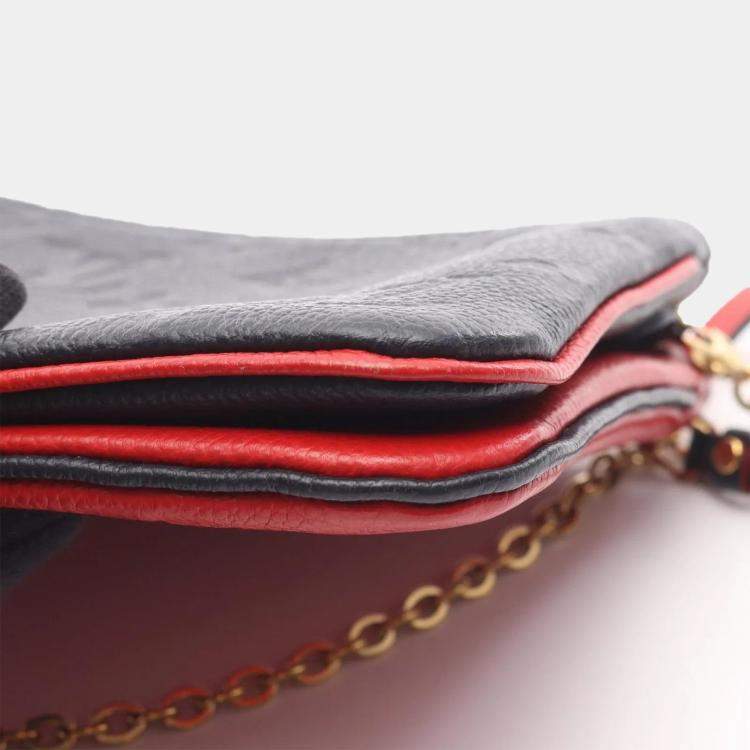 Pre Owned Louis Vuitton Pochette Double Zip Shoulder Bag  Monogram Empreinte Blue